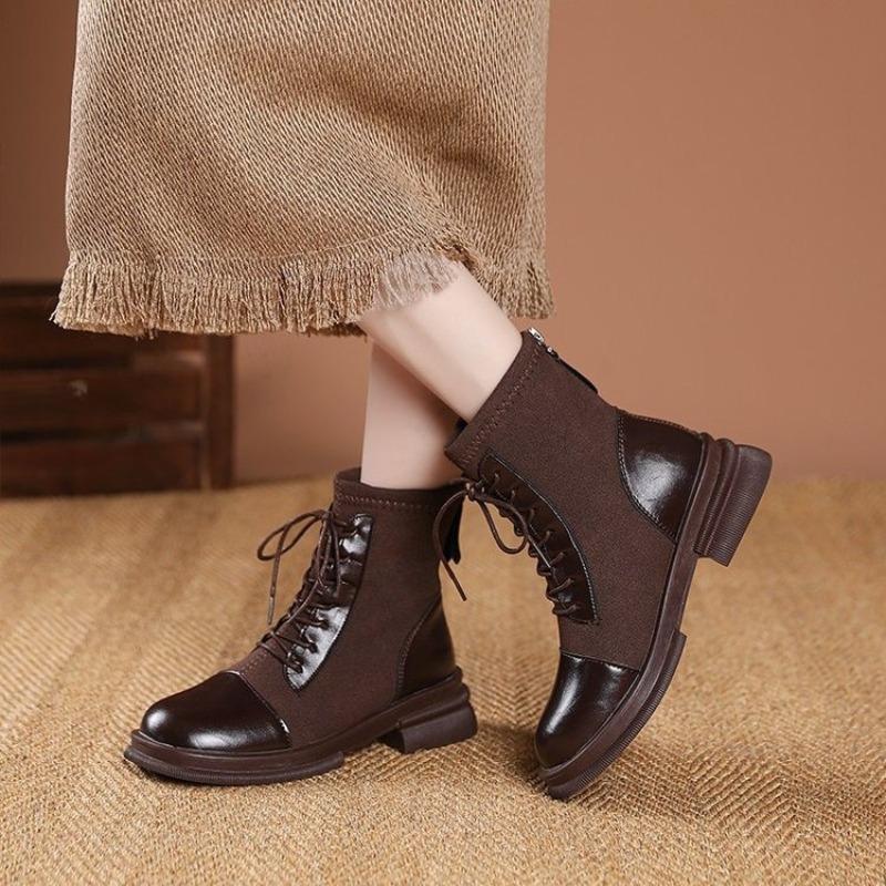 Retro Shoes, Lace-up Boots, Chunky Ankle Boots, New Fashionable Casual Shoes, Single Boots, Women's Shoes