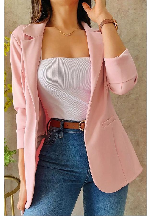 2024 Women's Autumn Solid Color Lapel Long Sleeve Suit Jacket