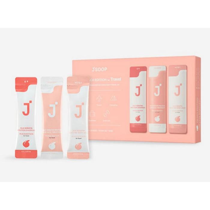 JSOOP Seidenkeratin Pfirsich Edition Reise-Set – Haar & Körper 3 Sorten x 10 Beutel
