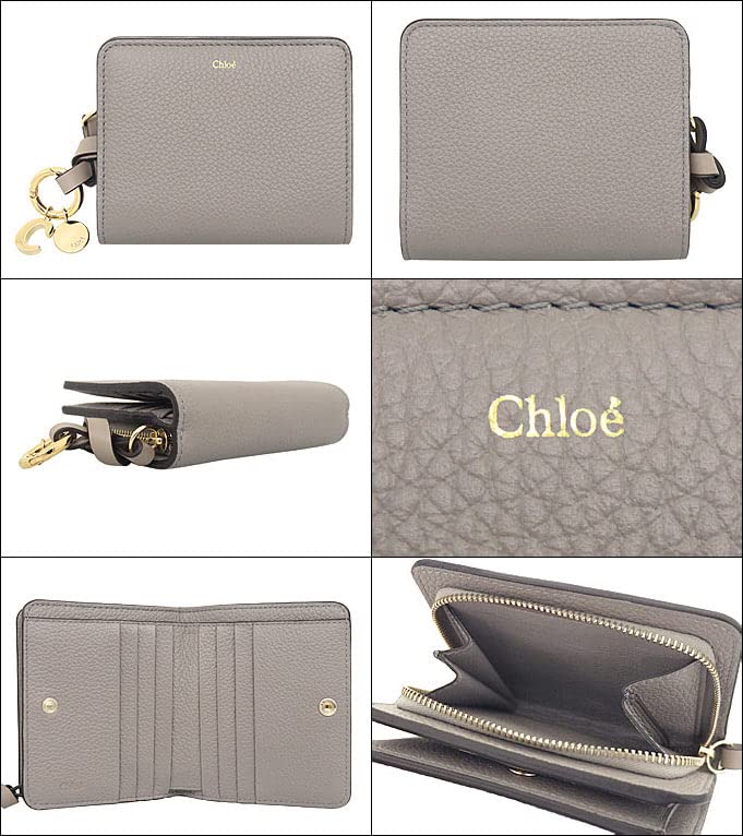 Chloe ALPHABET Leather Small Wallet CHC22WP765 F57 Cashmere (Bi-fold) Gray, Women's [Brand Name] [Used]