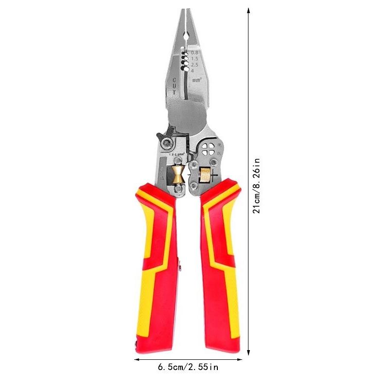 1pc 8 Inch 8 In 1 Multifunctional Wire Stripper Cutting Crimping Plier With Electricity Tester Function Electricians Manual Tool