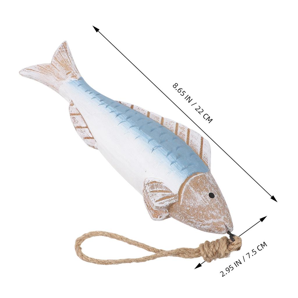 Hand Carved Wooden Fish Wall Hanging Nautical Coastal Decor Rustic Mediterranean Vintage Fish Shape Wall Ornament for Beach Home