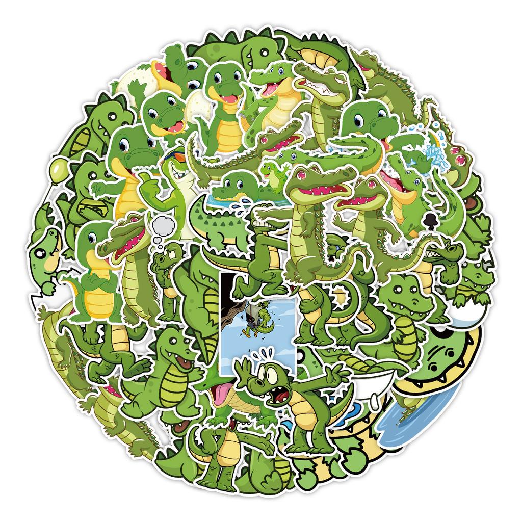 50 Small Crocodile Cartoon Stickers Mobile Phone Laptop Water Cup Decoration Stickers Waterproof Creative Hand Note Stickers