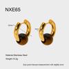 European and American fashion personality tiger's eye stone gold-plated stainless steel beaded earrings necklace stacked with autumn and winter sweate