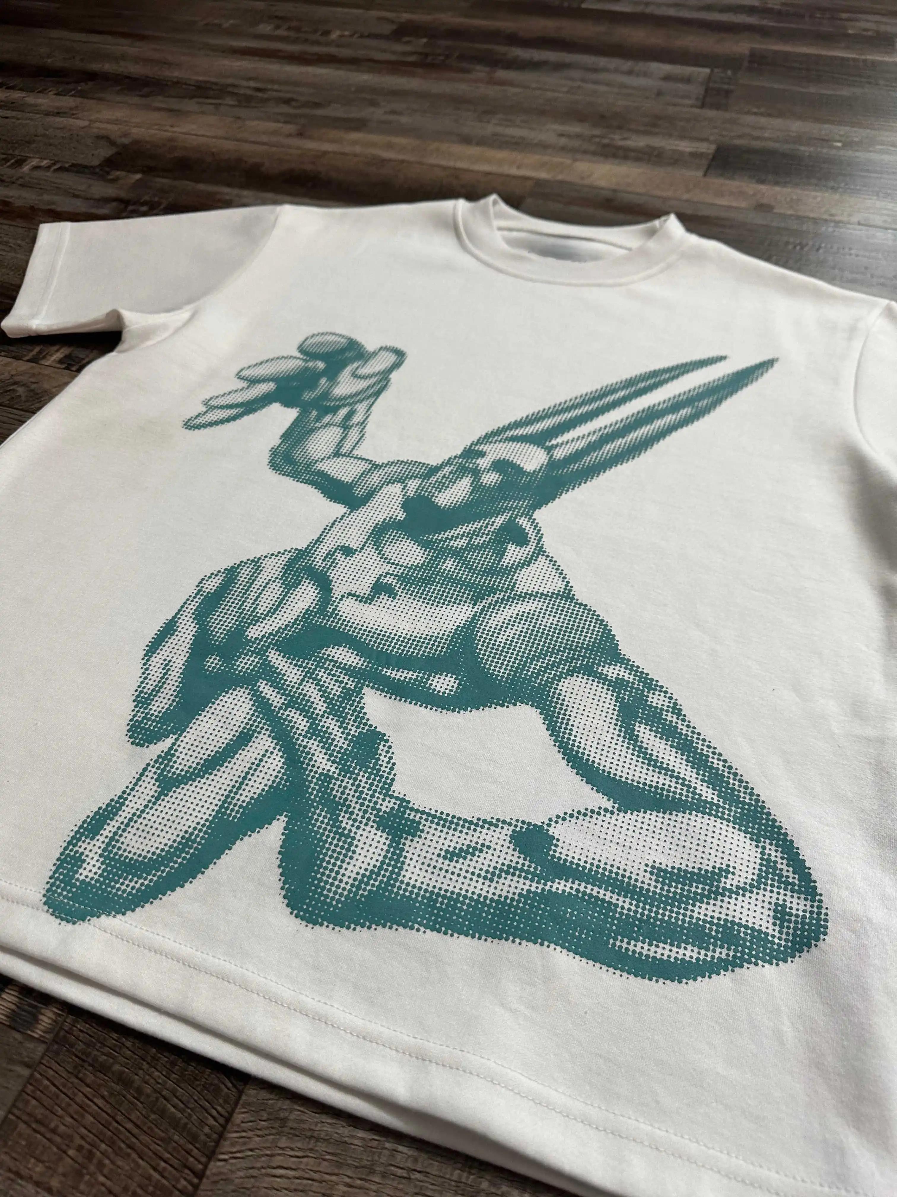 

High Street Cotton T-shirts Vintage Y2K Tops Print Oversized Fashion Short Sleeved Causal T- Shirts Casual Loose Unisex 4XL