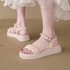 Fashion Comfort Shoes for Women Roman Sandals 2025 Summer Buckle Strap Suit Female Beige Soft Clogs Wedge Open Toe Clear Heels Gladiator