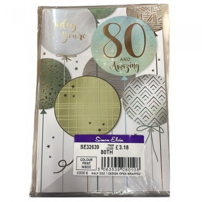 Simon Elvin Today YouÂ´re 80 And Amazing Greetings Card (Pack of 6)