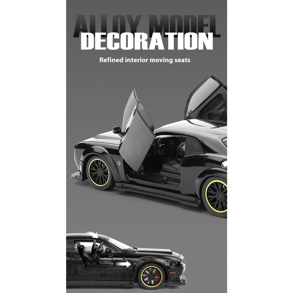 1/32 Dodge Challenger SRT Hellcat Redeye Super Samochód Sportowy Metalowy Odlew Diecast Model Samochodu Dźwięk i Światło Hobby Kolekcjonerski Urodziny