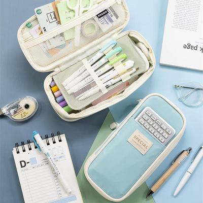 Angoo Expandable Pencil Case Pen Bag Hit Color Waterproof Material Storage Pouch Pocket for Stationery School