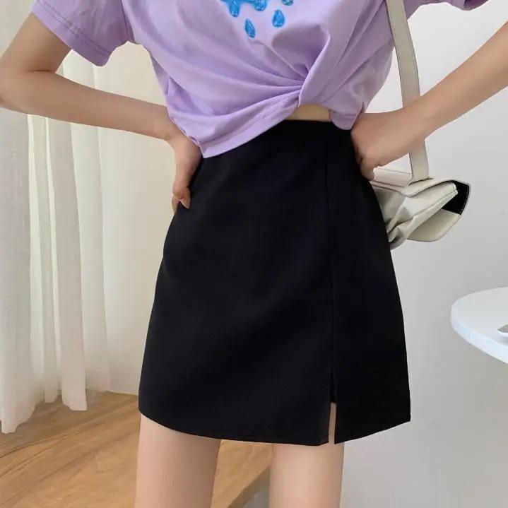 

Women s High Waist Plus Size Slimming A-Line Summer Midi Skirt with Slit XL