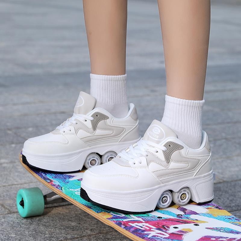 Scarpe da Ginnastica con Ruote Bambino / Bambina Scarpe con Ruote Deformabili Scarpe Pattini a Rotelle Scarpa da Skate Bambina Scarpe da Skate Bambino