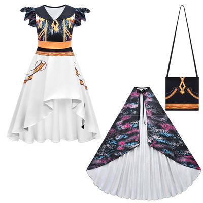 Kids Girls Anime Cartoon Rumi Mira Zoey Print Dress Bag Cloak Set Outfit Christmas Role Play Halloween Cosplay Costume