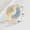 Sparkling Sun and Moon Adjustable Couple Rings CZ Open Promise Ring 2024 New Style Stackable Engagement Jewelry Day Gift