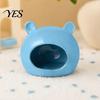Small Animal Hideaway Cave Ceramic Hamster House, Summer Bear Shaped Hideout Cave, Spacious Habitat Bed Decor for Gerbil, Mice, Guinea Pig,