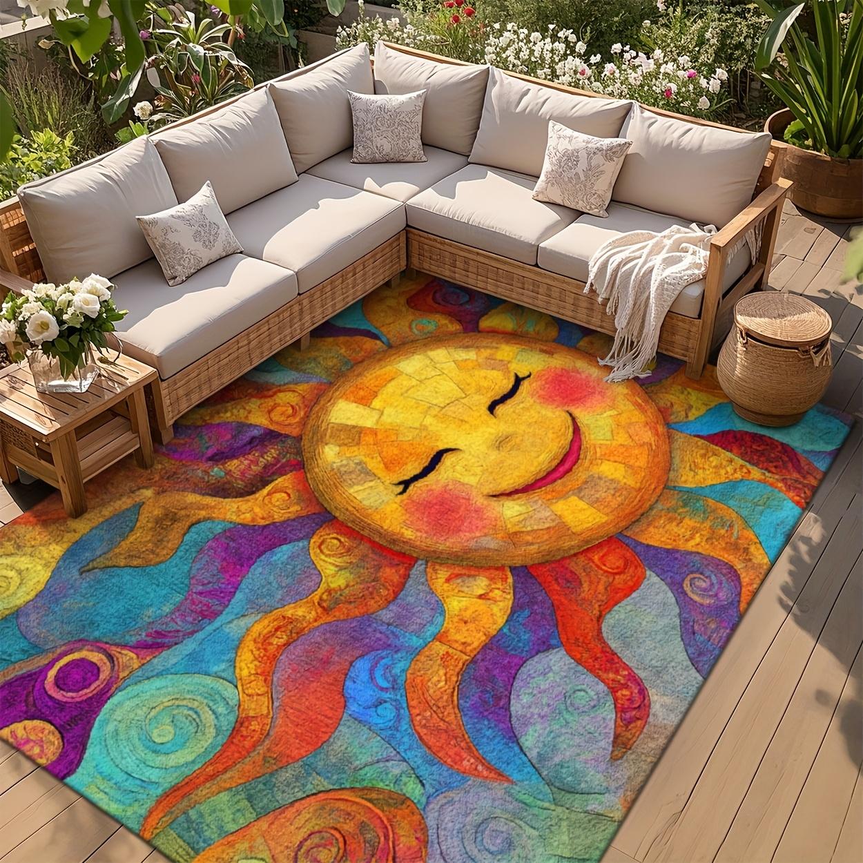 Multicolor Grote Vloerkleed 2D Platte Print Antislip Buiten Vloermat voor Terras Woonkamer Camper Kamperen Balkon Huis Tapijt Decor 40x60cm