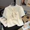 Women's Embroidery Plate Button Blouse Summer Premium Feeling Temperament Short Sleeve Shirt