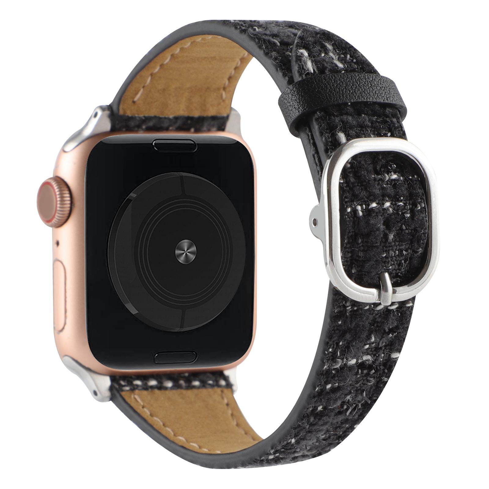 

Watch Strap for Apple Watch Series 10 42mm/9 8 7 41mm/SE (2023) SE (2022) SE 6 5 4 40mm/3 2 1 38mm Soft Plush Grid Smartwatch Strap Black