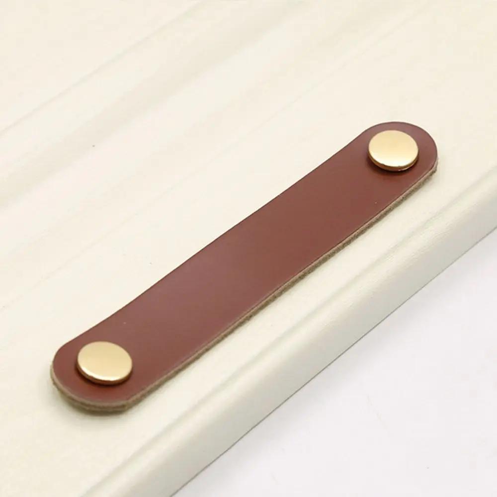 Artificial Leather Nordic Kitchen Wardrobe Cabinet Environmentally Soft Drawer Handle Leather Handle Door Pulls Furniture Knobs