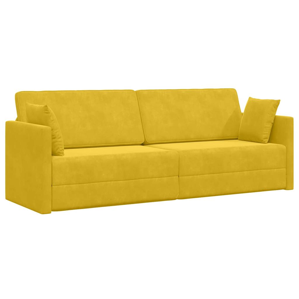 Floor Sofa Bed Yellow 213 X 70 X 77 Cm Velvet