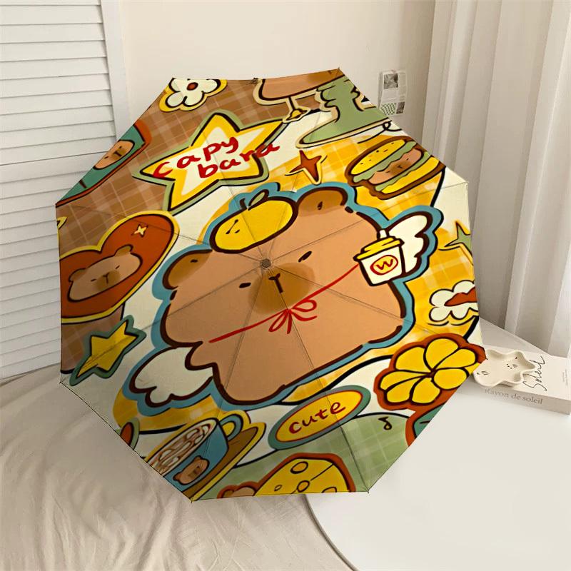 

1PC Capybara Cute Umbrella-8-Rib Reinforced, Automatic Open, Lightweight & Durable, Cute Fashion Accessory for Outdoor, Beach, or Casual Use, Beach Um