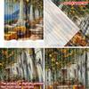 Mediterranean Courtyard Curtains Digital Printing White Columns Orange Trees Blue Sea View Coastal Living Room Decor Set Of 2 Made Polyester