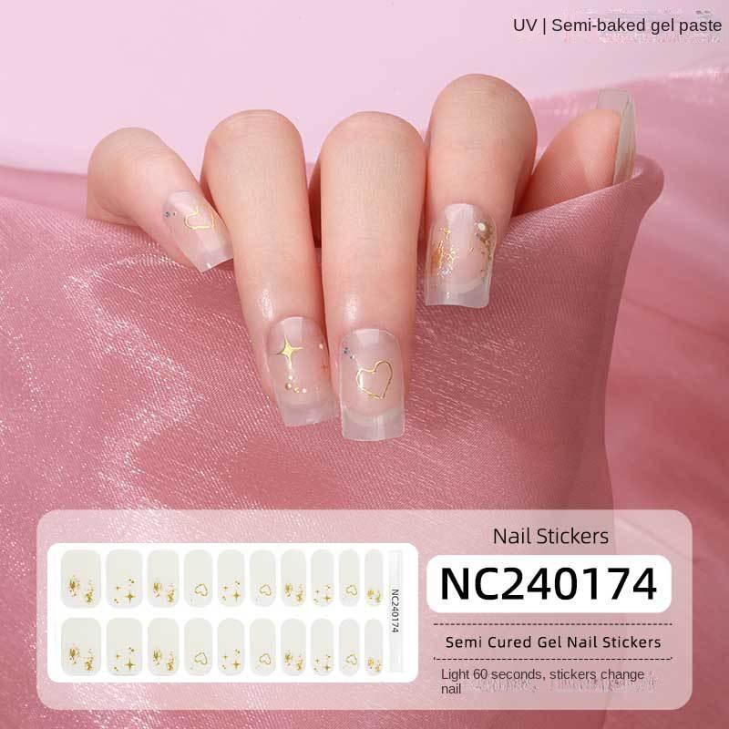 New Hot Stamping Laser Gel Nail Stickers French Nail Polish Glue Semi-cured Gel Nail Stickers