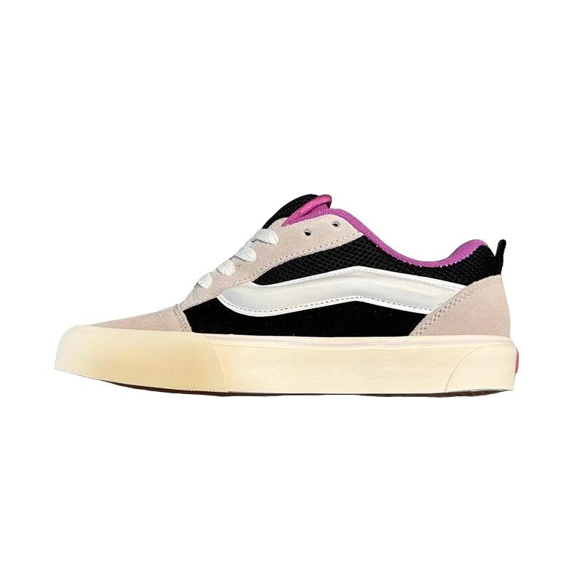 Knu skool scarpe da ginnastica nere e bianche viola a forma di pane ramo di fascia alta retrò americano colore a contrasto scarpe da skate casual a taglio basso