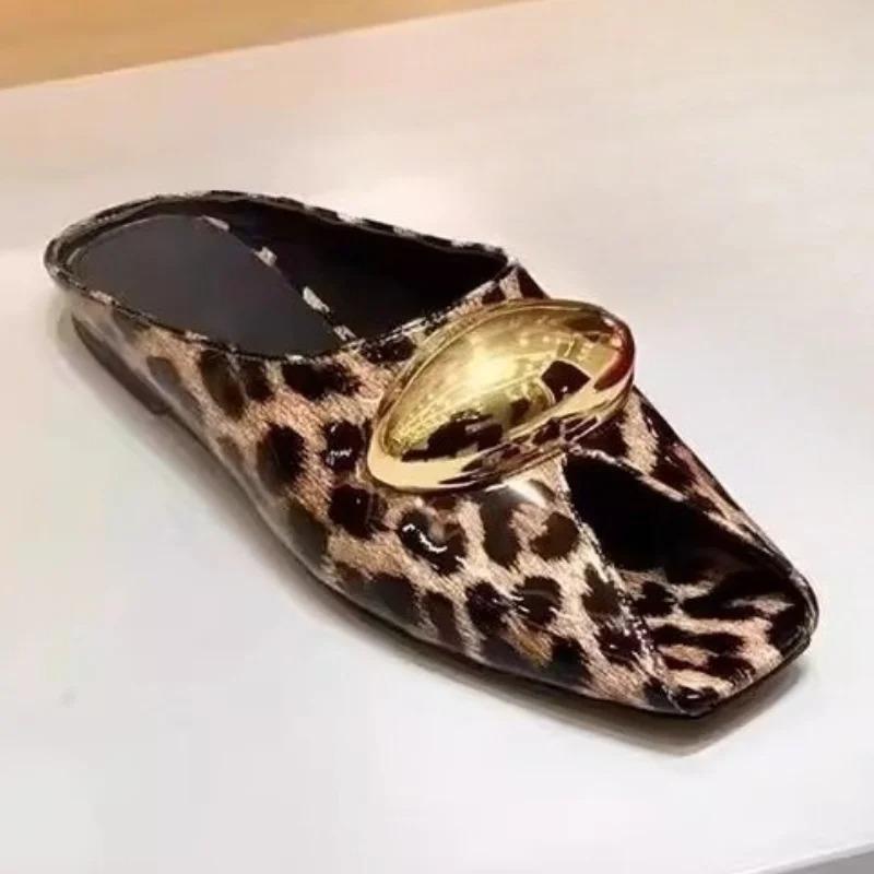 Women Summer Flats Slippers Leopard New Shoes Fashion Sandals 2025 Slingback Designer Woman Peep Toe Flip Flops Zapatillas Mujer