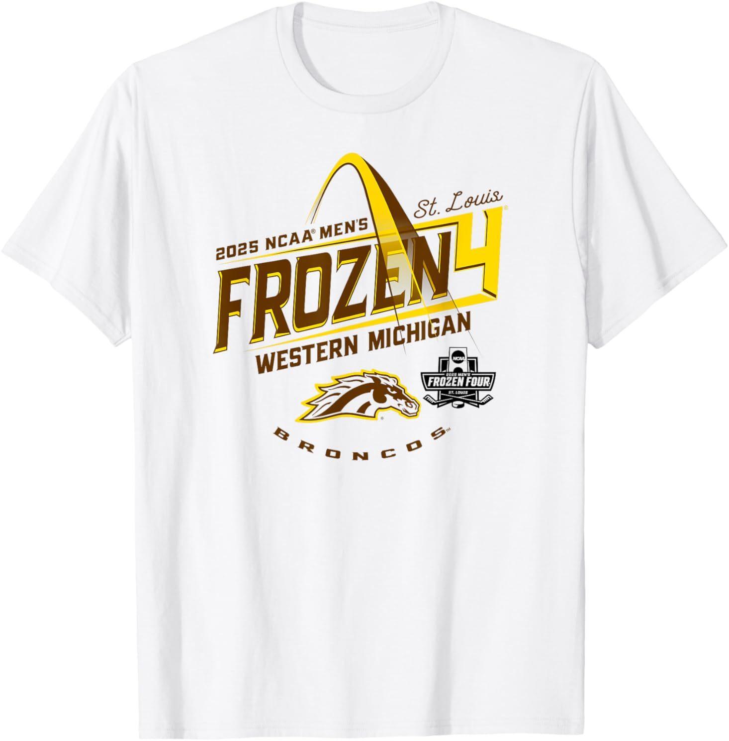 Western Michigan Broncos Frozen Four 2025 Hockey White T-Shirt XL