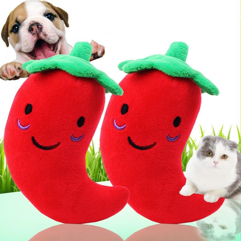 Chili Plush Sound Cat Toy Pet Dog Cat Teddy Bichon Pet Durable Chew Dog Toy Supplies 12CM Left and Right белый