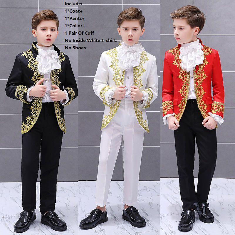 Child Boy Prince Costume With Luxurious Gold Flower Details Perfect For Fairytale Themed Events