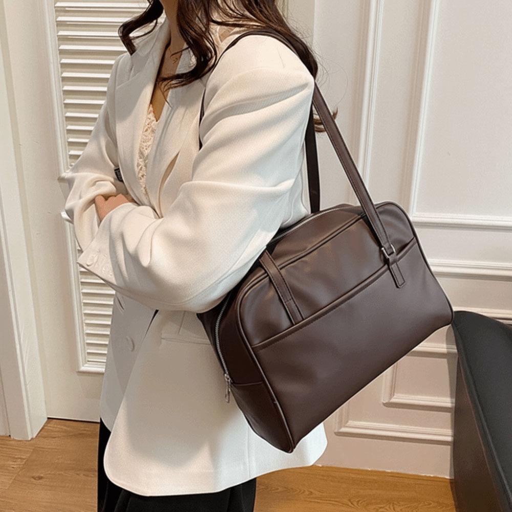 New Soft Surface Women's Tote Bag PU Leather Double Strap Shoulder Bag Large Capacity Underarm Bag Travel Work