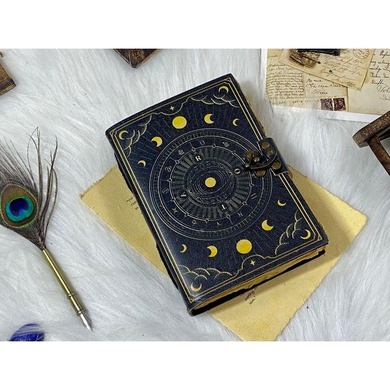 Leather Journal Notebook Print Journal Spell Book Grimoire Junk Journal Witch and Wiccan Handmade