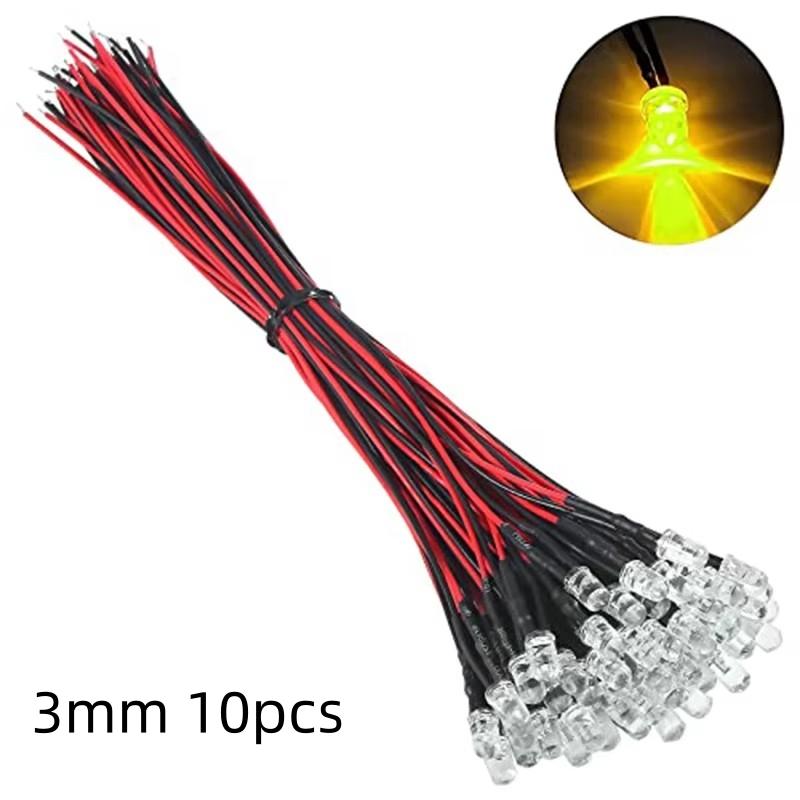 10/50Pcs 3mm Light Emitting Diodes LED Bead with Wire DC 5V-12V LED Light Decorative For RC Crawler Car Traxxas TRX4