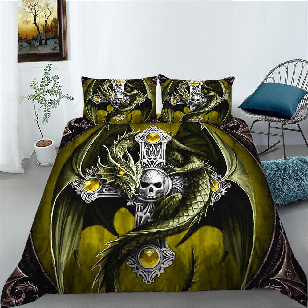 3D Skull Duvet Cover Bedroom Decor Youth Bedclothes Fashion Bedding Cover Suit