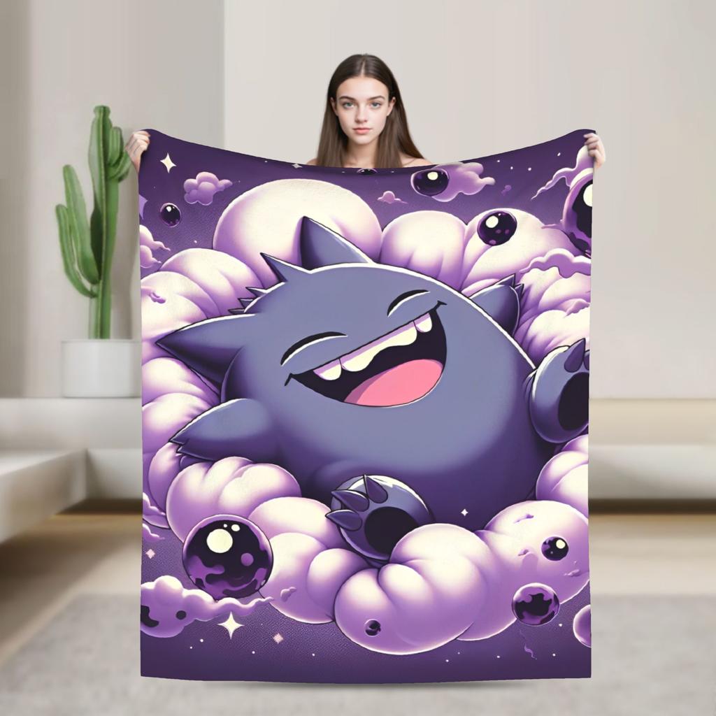 Gengar Cartoon  Blanket  Super Warm Street Trend Plush Throw Blanket For Home Decor Decorative Flannel Bedspread Bed Cover