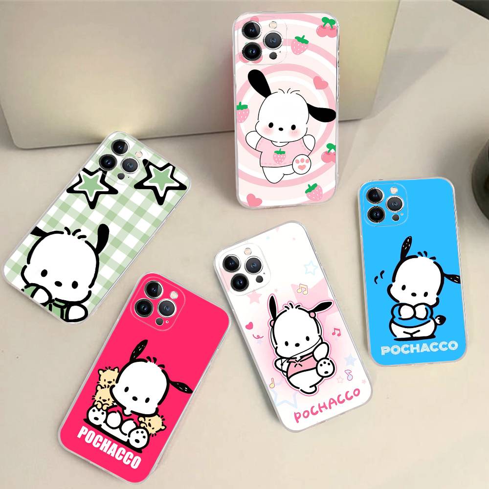 Cute P-Pochacco Transparent Soft Phone Case For iPhone 15 12 14 16 17 13 Plus 11 Pro Max 13 Pro