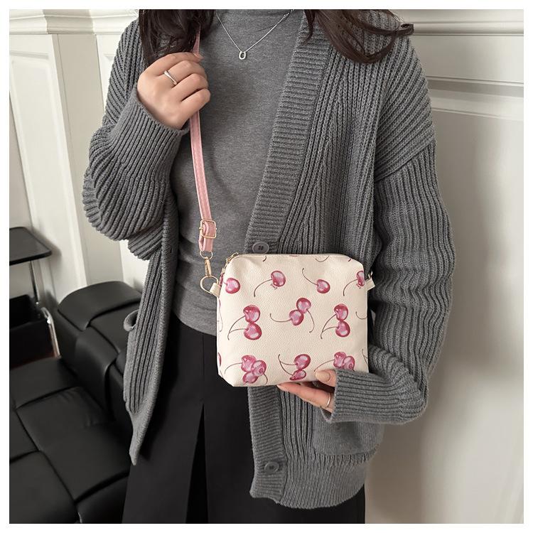 Einfaches Kirsch 3er Set Schultertaschen für Damen Große Kapazität Damen Pu Umhängetasche Tragbare Damen Einkaufstasche Handtaschen