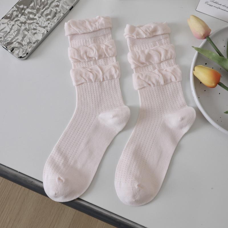 Ladies Spring and Summer Thin Pure Wind Pure Color Boneless Anti Ball Mesh Eyes Leg Long Leg Pile Socks