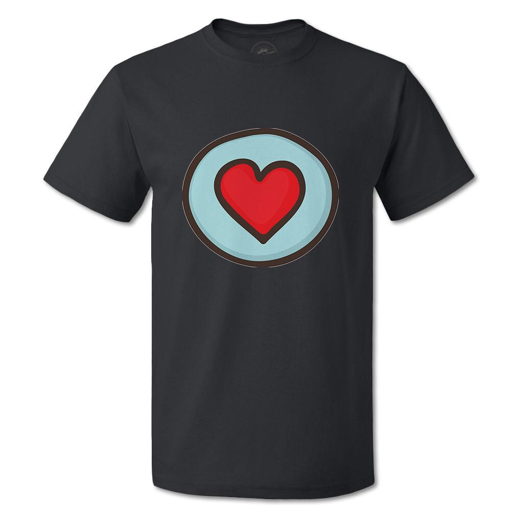 Funny Graphic T Shirts Red Heart in Blue Circle Funny & Novelty Love Cotton Red XXXL