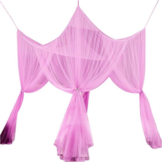 Double Bed Mosquito Net Fine Mesh Canopy Breathable 4 Corner Summer Bed