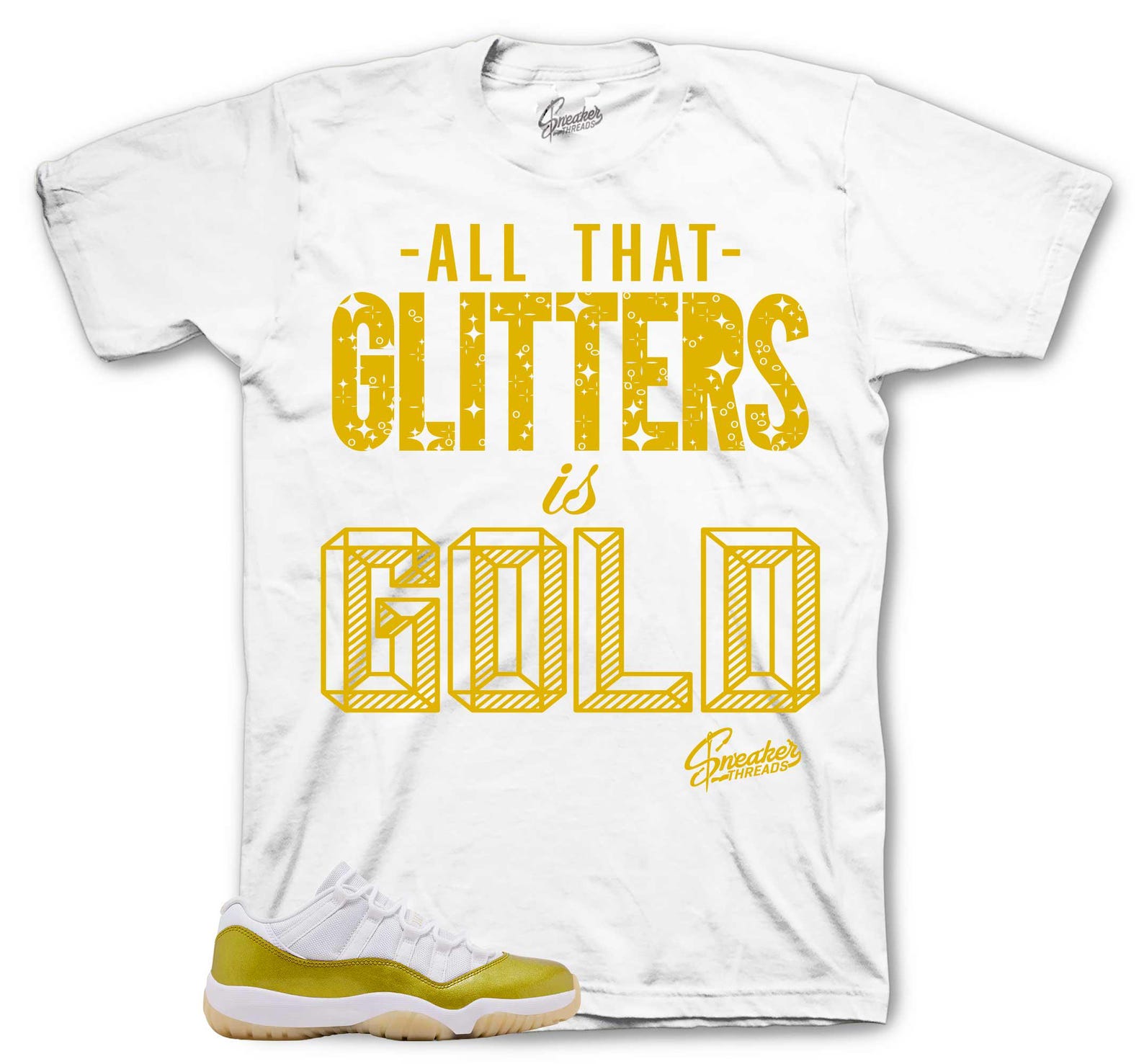 T-Shirt To Match Retro 11 Mothers Day AJ11 – Glitters Is Gold Sneaker Tee S