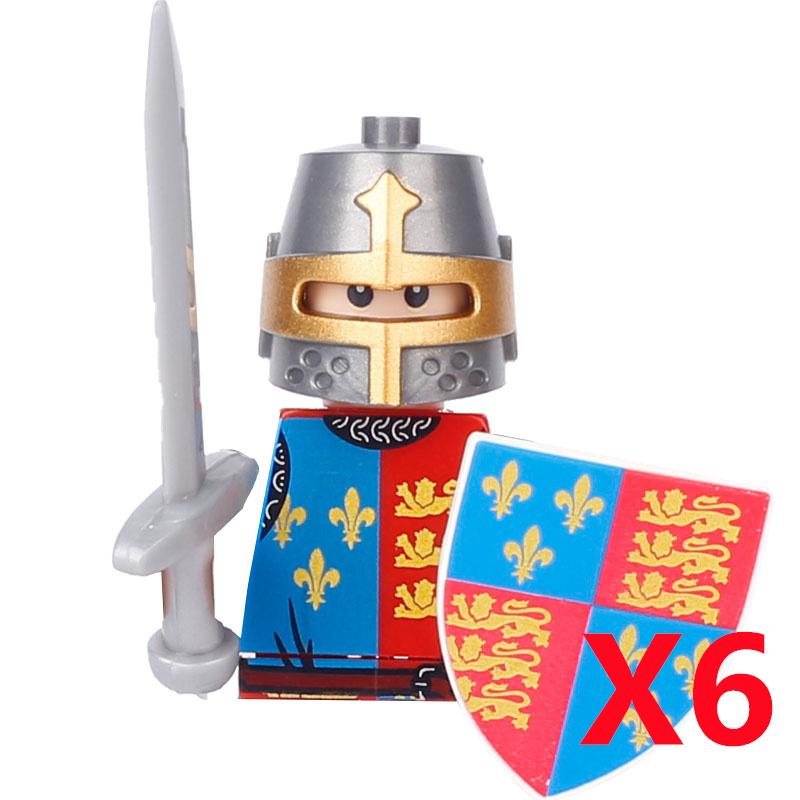 MOC Medieval Knight Castle Figures Building Blocks Weapon Wolf Swordsmen Guard Bow Arrow Shield Flags Warhorse Toys Gifts S002