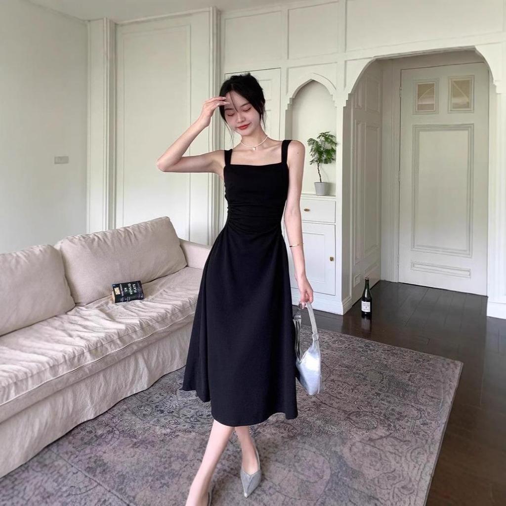 Hepburn-Style Slim Fit French Midi Dress 2025
