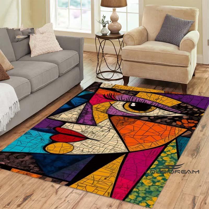 Customizable Picasso Style Painting Printed Carpet Fashion Non-slip Floor Mat Outdoor Door Mat Play Mat Birthday Gift