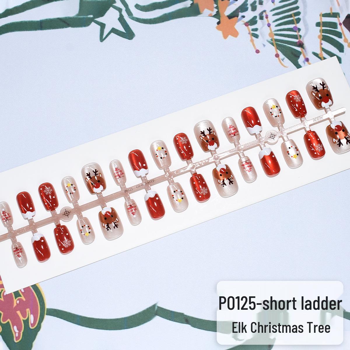 

Festive Christmas Nail Art Set - 30 pcs Snowflake, Reindeer, Bell & Wreath Designs (XS/S/M)