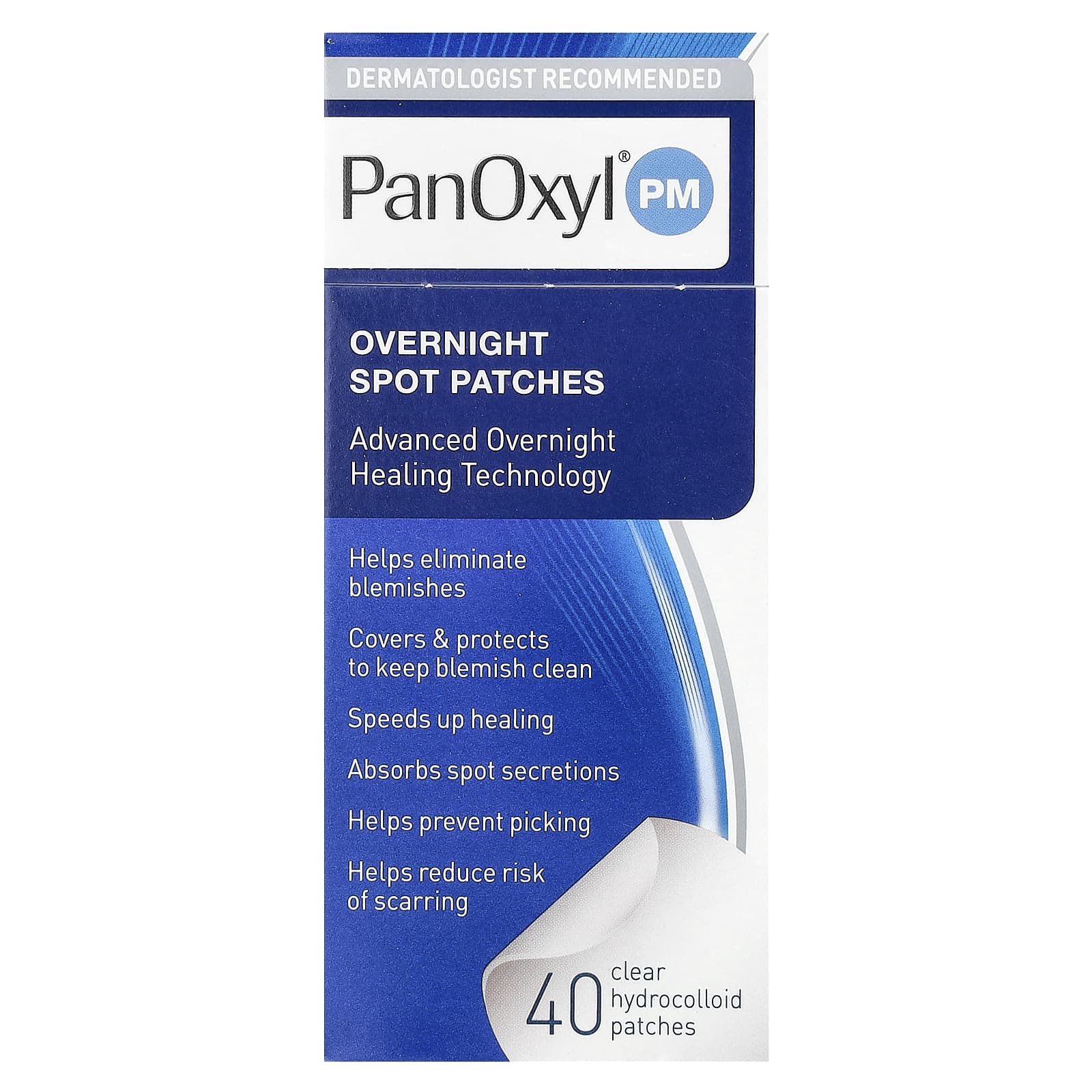 

PanOxyl, PM, нічний точковий пластир, прозорий гідроколоїдний пластир, 40 аркушів