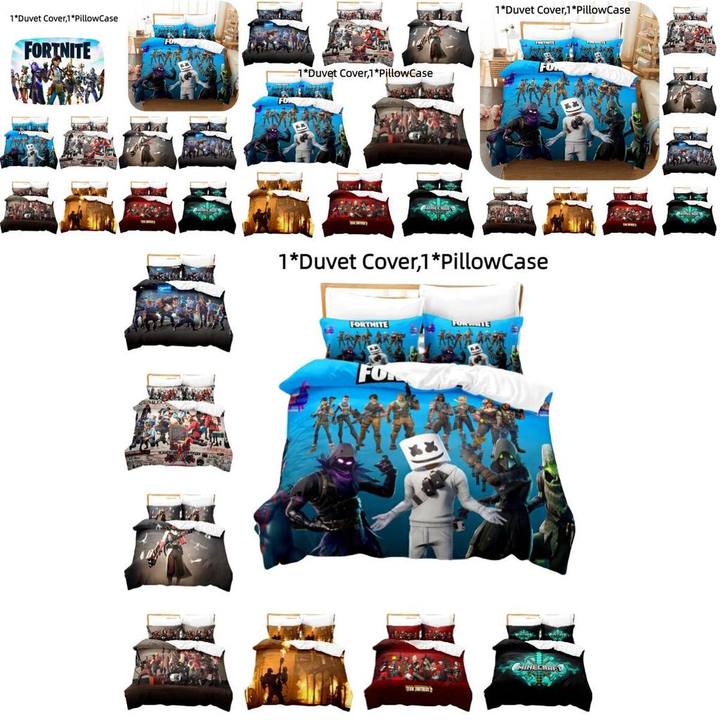 Fortnite 3-teiliges Bettwäscheset mit Digitaldruck Buntes Design Hochwertiger Stoff