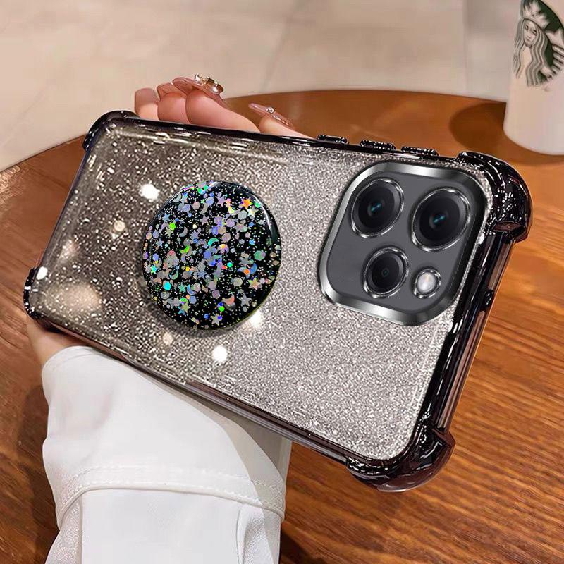 Shiny Star Stand Holder Case For Infinix Hot 40 Pro 30 30i 50 pro+ Tecno Spark 20 pro Shockproof Glitter Capa Cover with ring