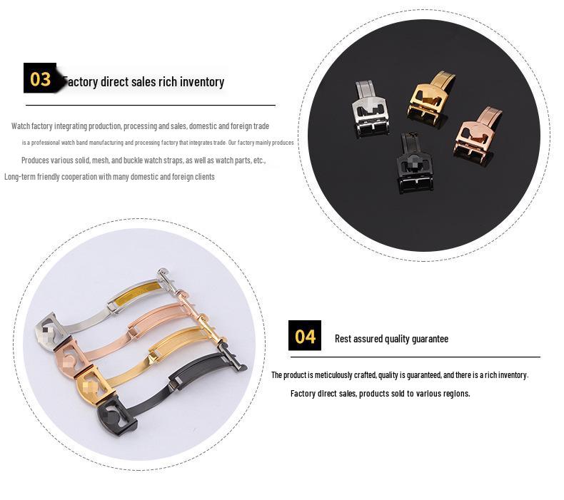 Boucle Papillon Patek 3 en Acier Inoxydable Compatible pour Bracelets Cuir/Caoutchouc Nautilus - Fermoir Déployant à Ardillon Accessoire